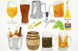 Watercolor Beer Clipart, Beer Party, Alcohol Clipart, German