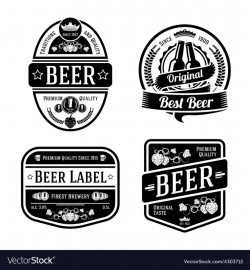 Black monochrome beer labels of different shapes