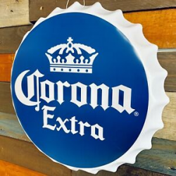 Details about Corona Extra Beer Crown Logo Bottle Cap Shaped Metal Sign  Game Room Man Cave Bar