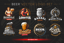 Beer logo set. + mockup in Logo Templates on Yellow Images ...