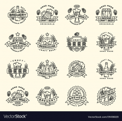 Beer logo badges vintage craft old fashion