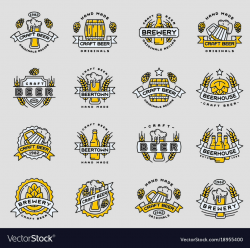 Beer logo badges vintage craft old fashion