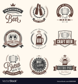 Set of Retro Vintage Beer Badges Labels Logos in