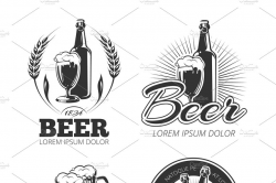 Vintage beer vector logos set