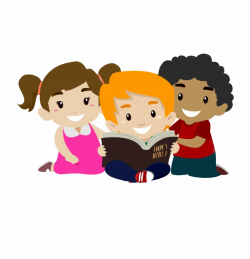 55395845 Vector Illustration Of Children Reading Bible - Kids Bible ...