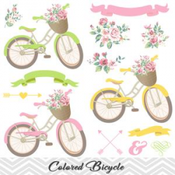 Digital Floral Bicycle Clip Art, Wedding Clip Art, Bicycle Clipart, Flower  Clip Art, Banner Arrow Clipart 0151