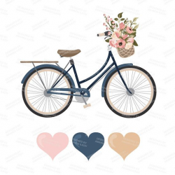 Premium Wedding Clipart & Vectors Navy And Blush Bicycle in ...