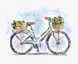 Bicycle Clipart Basket Vector - Bicycle Painting #1276523 ...