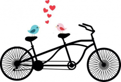 Tandem Bicycle Clipart, Love birds, Wedding invitation ...