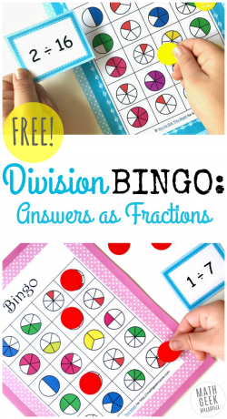 Simple and Fun Division BINGO Game: Answers as Fractions