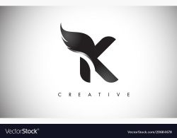 K letter wings logo design with black bird fly