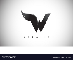 W letter wings logo design with black bird fly