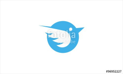 Circle Blue Bird Logo Vector\