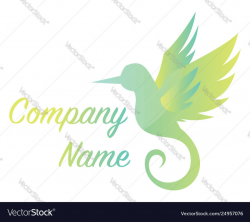 Green flying bird simple logo on a white