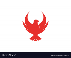 Bird red eagle open wings flying logo