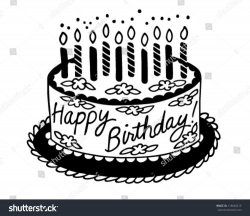 Happy Birthday Cake - Retro Clipart Illustration | Fourthschmourth ...