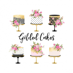 Cake Clipart Gold Foil Cake Clipart Shabby Chic Clipart wedding ...