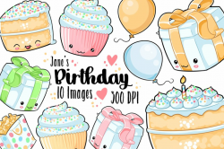 Kawaii Rainbow Birthday Clipart ~ Illustrations ~ Creative Market