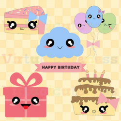 Kawaii Birthday Clipart - Cute Bday Clip Art Planner Digital ...