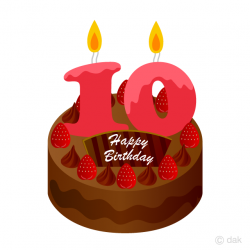 10 Years Old Candle Birthday Cake Clipart Free Picture｜Illustoon