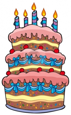 Big cartoon cake with candles stock vector