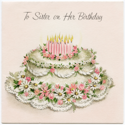 Free vintage birthday cake greeting | Free Vintage Illustrations