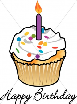 Birthday Cupcake with Candle | Church Birthday Clipart