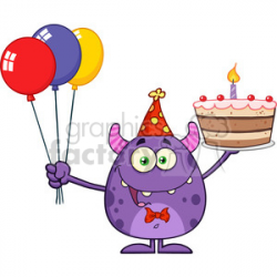 8913 Royalty Free RF Clipart Illustration Funny Monster Holding Up A ...