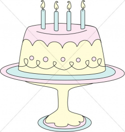 Pastel Birthday Cake on Platter | Church Birthday Clipart