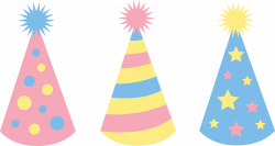 Pastel Colored Birthday Party Hats - Free Clip Art