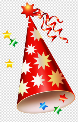 Party hat Birthday , Red Party Hat , red and yellow birthday hat ...
