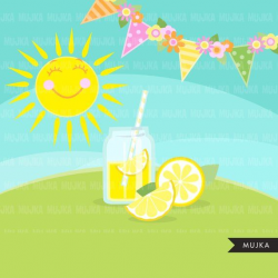 Lemonade Stand clipart. Cute spring summer birthday graphics! Lemons ...