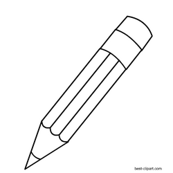 Black and white pencil with eraser clip art | Pencil clipart ...