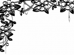 Flower border black and white flower clip art flower border ...