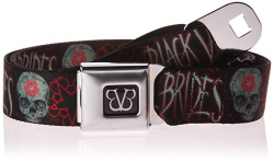 BVB Logo Full Color Black/White Seatbelt Belt - BLACK VEIL BRIDES  Skull/Star Logo Black/Red/Gray Webbing X-LARGE