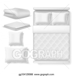 EPS Illustration - Blank white realistic bedding top view ...