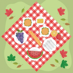 Aerial view of food on picnic blanket - Download Free ...