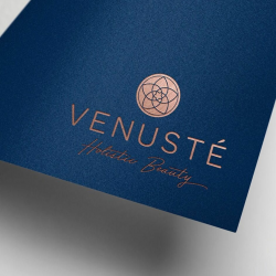 Logo design, rose gold foil on navy blue background | Bridal ...