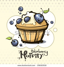 vector. blueberry muffin. cartoon symbol for your design ...