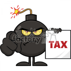 10808 Royalty Free RF Clipart Angry Bomb Cartoon Mascot Character Pointing  And Holding A Tax Sign Form Vector Illustration clipart. Royalty-free ...