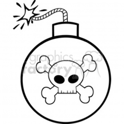 Royalty Free RF Clipart Illustration Black and White Cartoon Bomb With  Skull And Crossbones clipart. Royalty-free clipart # 395943