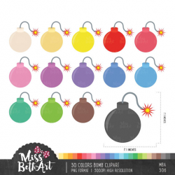 30 Colors Cute Bomb/ Bombs Clipart - Instant Download ...