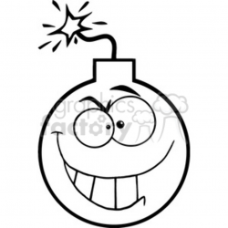 black-white-cartoon-bomb-character clipart. Royalty-free clipart # 384238