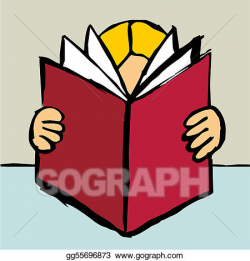 EPS Illustration - Person reading a big red book. Vector Clipart ...