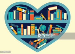 Heart shaped book shelf with colorful books, heart of ...