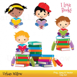 70% OFF SALE Clip art school kids, Clip art Books, Reading Clipart ...