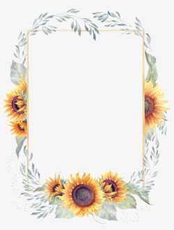 Green Watercolor Hand Painted Sunflower Border Transparent ...