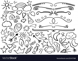 Black line doodles and borders clipart