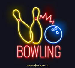 Neon Bowling Sign Black - Vector download