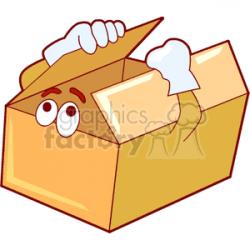 box with cartoon eyes and hands clipart. Royalty-free clipart # 170463